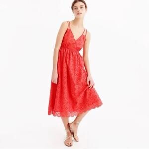 J.Crew Double Strap Orange Coral Eyelet Dress